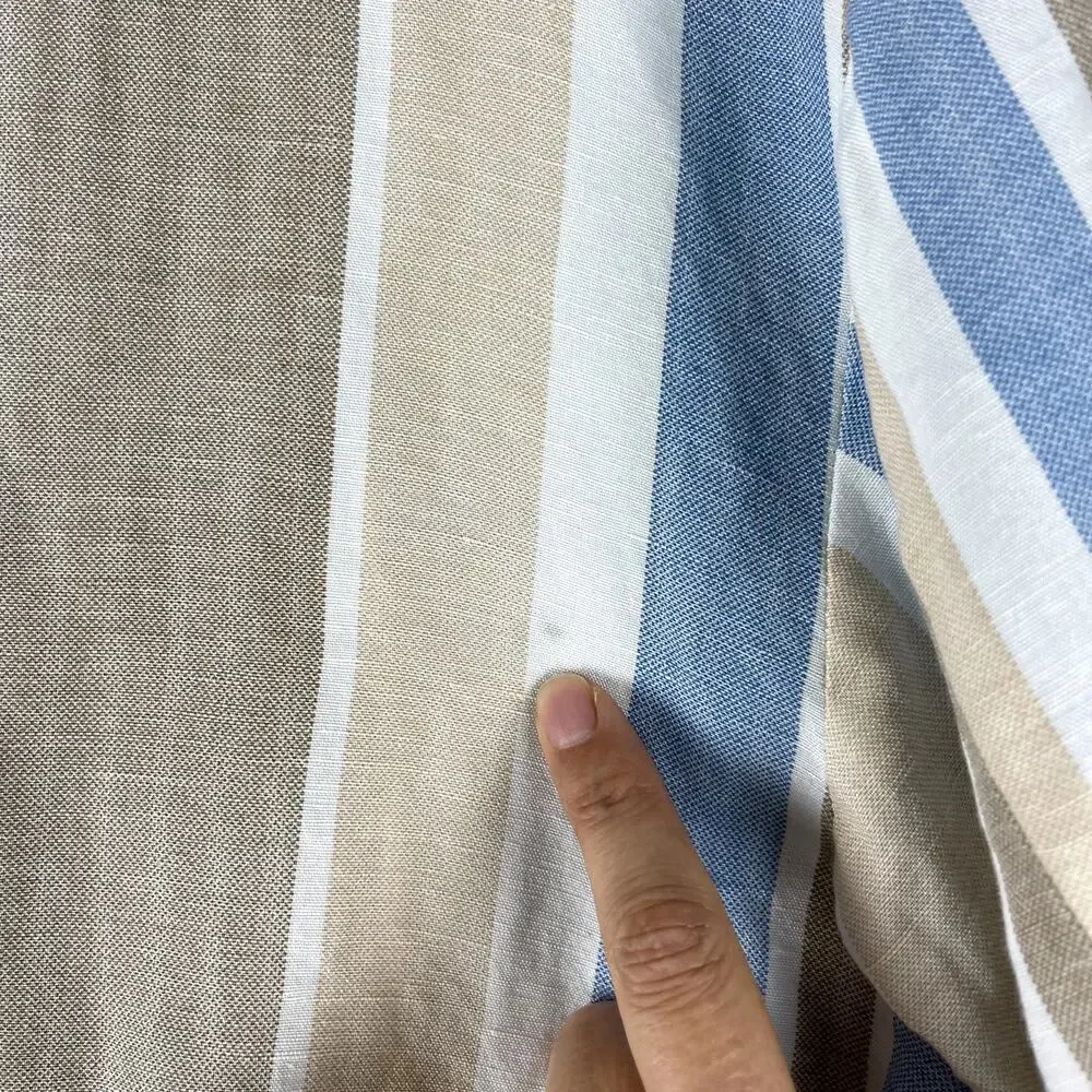 Zara Jacket Womens Large Striped Blue Linen BlendOpen Front Peplum Coastal NWT - Picture 16 of 16